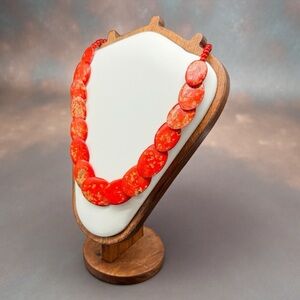 Vtg Hand Carved Natural Graduated Tribal Disc Bead Necklace Southwestern As Is